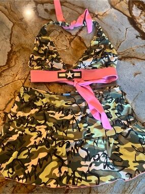 VENUS Girls' Camo Skirt Set with Pink Trim